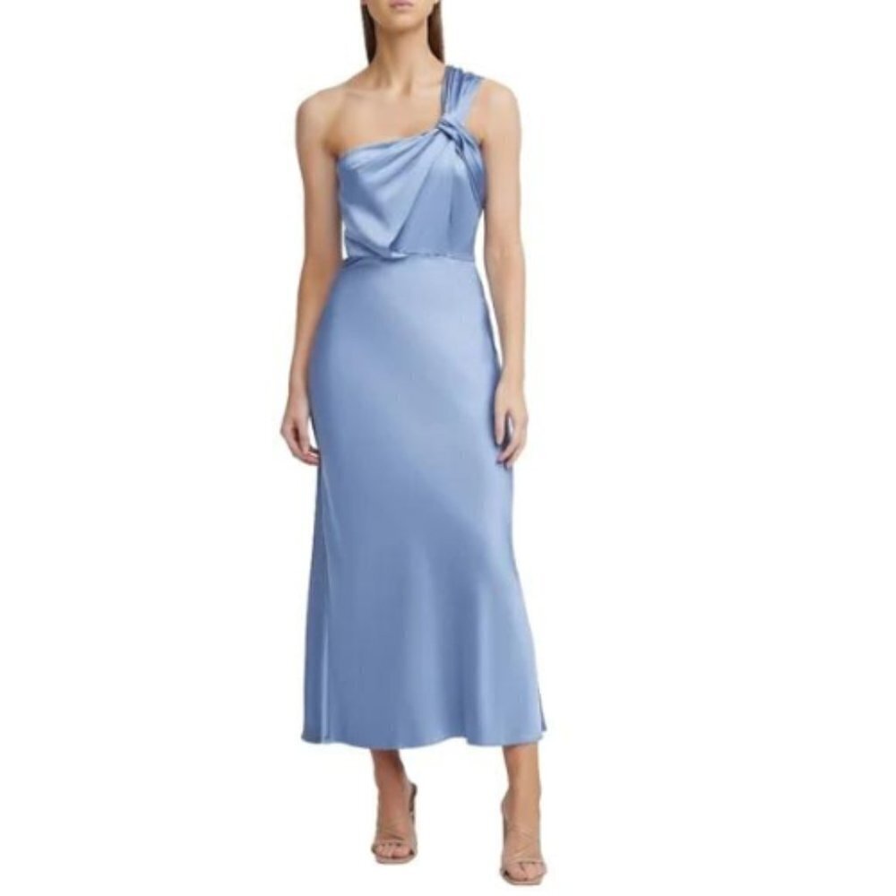 New! Significant Other Blue Satin one shoulder dress nwot 17665